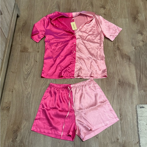 Pink Satin Pajama Set - Picture 2 of 3